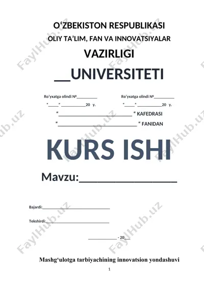 maktabgacha ta'lim uchun davlat o‘quv dasturi asosidagi kurs ish — DOCX