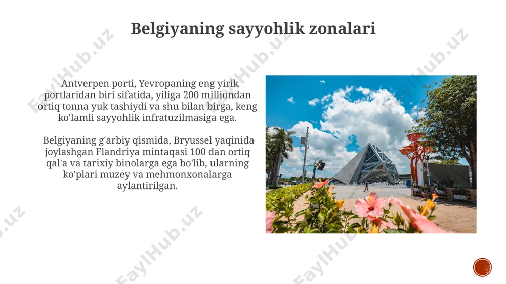 ng gavjum sayyohlik hududlaridan biri hisoblanadi. belgiyaning kust mintaqasida 67 km ga cho'zilgan qumli plyajlar mavjud bo'lib, bu sayyohlar uchun ideal dam olish maskanidir. e'tiboringiz uchun rahmat @taqdimot_robot image4.jpg image5.jpg image6.jpg image7.jpg image8.jpg image9.jpg image10.jpg image11.jpg image12.jpg image13.jpg image14.jpg image1.png image2.png image3.png