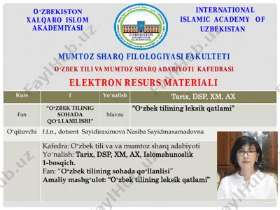 oʻzbek tilining leksik qatlami — PDF