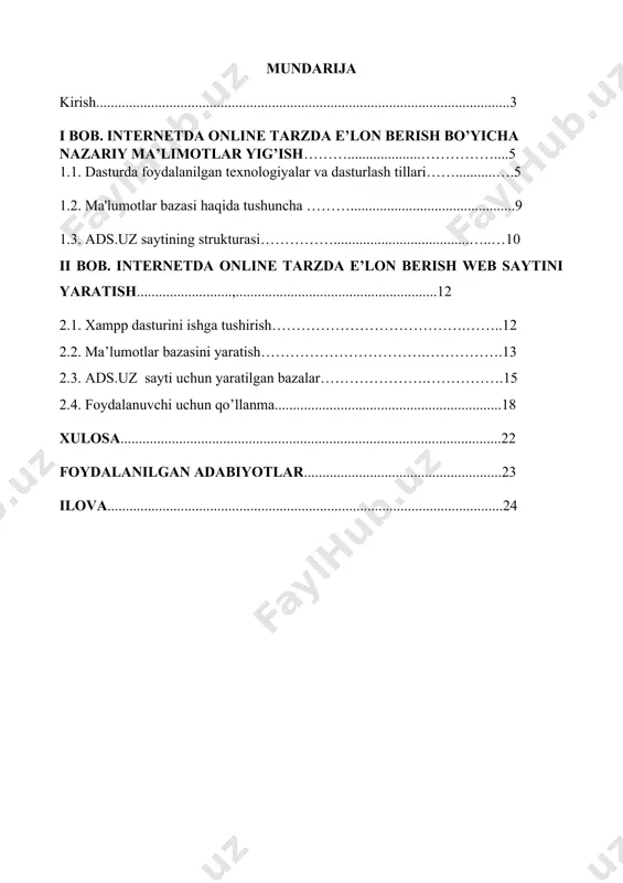 kurs ishi: “internetda online tarzda e’lon berish” - Page 2
