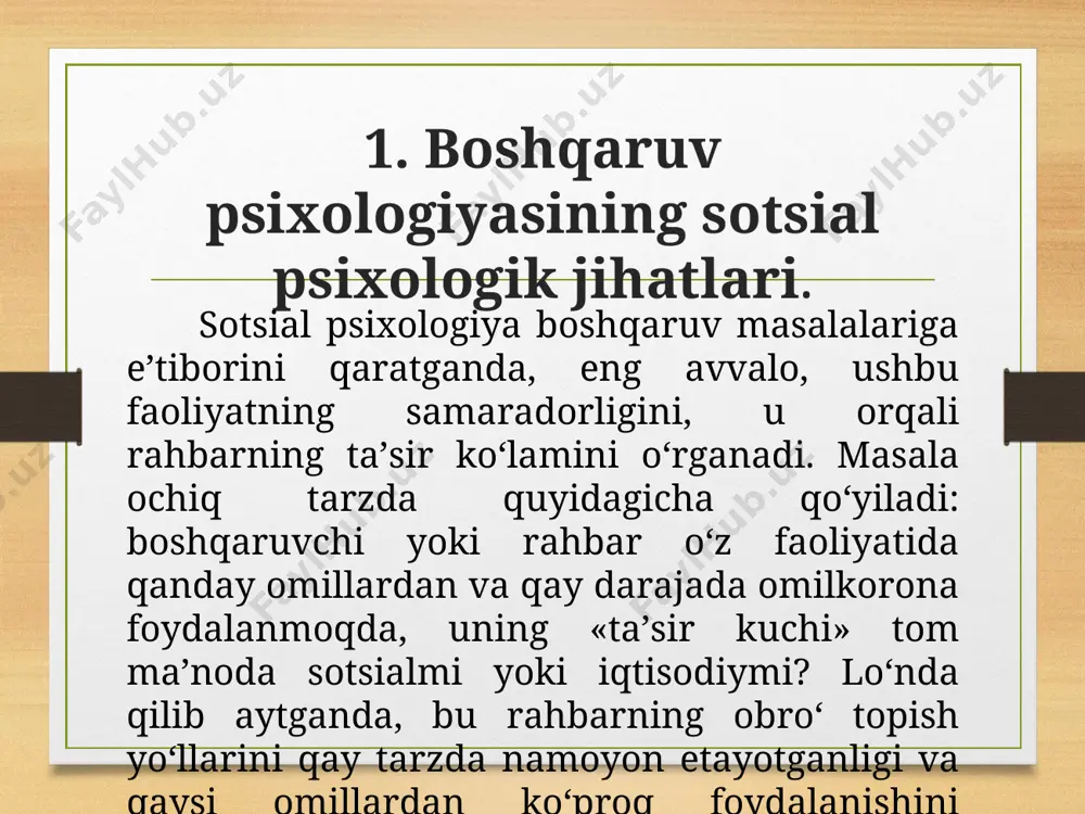 yatli liderlarda quyidagi asosiy xususiyatlar mavjud bo'lishi kerak: ishonchlilik: o'z qobiliyatlariga ishonch va boshqalar oldida ishonchli bo'lish. intellektual qobiliyat: muammolarni hal qilish va strategik fikrlash qobiliyati. o'z-o'zini nazorat qilish: o'z his-tuyg'ularini va harakatlarini boshqarish qobiliyati. maqsadga muvofiqlik: o'z maqsadlariga erishishga intilish va qiyinchiliklarga dosh berish. ijtimoiy qobiliyatlar: odamlar bilan yaxshi aloqalar o'rnatish va boshqalarni ilhomlantirish qobiliyati. xususiyatlar nazariyasi tarixan 20-asrning o'rtalarida rivojlandi. birinchi tadqiqotlar liderlarning muvaffaqiyatini ta'sir etuvchi xususiyatlarni aniqlashga qaratilgan edi. bu nazariya odatda ikki asosiy yo'nalishga bo'lingan: liderlik xususiyatlarini tadqiq qilish: bu yo'nalish liderlik xususiyatlarini o'rganishga qaratilgan. masalan, stogdillning tadqiqotlari (1948) liderlik xususiyatlari va ularning ta'siri haqida muhim natijalarni keltirib chiqardi. psixologik yondashuvlar: bu yondashuvlar, liderlikning shaxsiy xususiyatlari, psixologik holati va individual farqliliklari haqida ma'lumot beradi. xususiyatlar nazariyasiga ba'zi kamchiliklar ham mavjud: boshqa omillarni inobatga olmaslik: xususiyatlar nazariyasi ko'pincha liderlik muvaffaqiyatida kontekstual omillar va vaziyatlarni hisobga olmaydi. sifatlarning o'zgaruvchanligi: ba'zi xususiyatlar vaziyatga qarab o'zgarishi mumkin, bu esa nazariyaning …