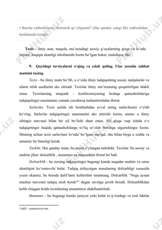rganib qoladi. oqibatda u mazkur moddani muntazam ravishda qabul qilib turishga intiladi, bu moddani qabul qilmagan paytda o‘zini yomon his etadi, ya’ni bu moddaga nisbatan mute bo‘lib qoladi. odam organizmining o‘rganib, mute bo‘lib qolish xususiyati ayniqsa narkotik moddalarga nisbatan kuchli bo‘ladi. oqibatda odamda narkomaniya kasalligi vujudga keladi. shuningdek, spirtli ichimliklarga o‘rganib qolish tufayli alkogolizm, tamakiga, nosga o‘rganib qolish natijasida kashandalik holatlari yuzaga keladi. xx asrning oxirgi choragida avj olgan giyohvandlik xxi asrning vabosiga aylanib borayotgani birlashgan millatlar tashkiloti tomonidan e’tirof etildi va bu ijtimoiy illatga qarshi kurashni kuchaytirish bo ‘yicha qaror qabul qilindi. shu bois hozirgi kunda jahon mamlakatlari, jumladan o‘zbekiston respublikasi keng jamoatchiligi oldiga qo‘yilgan eng dolzarb muammolardan biri giyohvandlikning oldini olishdan iboratdir. 1-topshiriq. quyidagi terminlar asosida ilmiy uslubga xos matn tuzing. ilmiy uslubning o‘ziga xos xususiyatlarini tushuntiring. aksiya, limit, inflatsiya, audit, sug‘urta, soliq, sof foyda, buxgalteriya, kredit, balans, avans, valyuta, auditor, bank, sarmoya, bankrot, bank hisobvarag‘i, byudjet, valyuta …