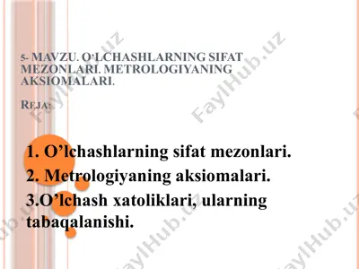 o'lchashlarning sifat mezonlari — PPTX