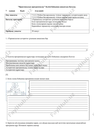 praktikalykı programmalaý bölіmіn boyýnşa jıyıntıq bağalau — DOCX