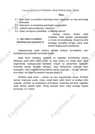 xulq-atvorning psixofiziologik asoslari — DOCX