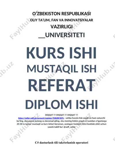 c# dasturlash tili takrorlanish operatori — DOC