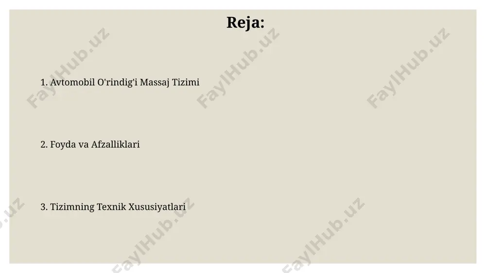 ) yo'naltirilgan individual yondashuvni ta'minlaydi. texnik xususiyatlari tizim germaniyada ishlab chiqarilgan yuqori sifatli, bardoshli materiallardan yasalgan bo‘lib, 12 v kuchlanish bilan ishlaydi va 350 gramm vaznga ega. avtomobil o‘rindig‘i massaj tizimi 8 ta turli massaj rejimini, shu jumladan, yoğuruvchi, silovchi va uquvchi rejimlarini taklif etadi va 30 daqiqagacha uzluksiz ishlashi mumkin. bozor tahlili 2023-yilgi ma'lumotlarga ko'ra, o'zbekistondagi avtomobil o'rindiq massaj tizimlari bozorining hajmi 5 million aqsh dollaridan oshgan bo'lib, bu yillik 15% o'sishni ko'rsatadi. samarqand va buxoro viloyatlarida avtomobil egalari orasida massajli o'rindiqlarga talab sezilarli darajada oshgan, bu esa bozorning mintaqaviy kengayishini ko'rsatadi. sog'liq uchun foydasi massaj funksiyalari qon aylanishini yaxshilaydi, bu esa to‘qimalarning kislorod bilan ta’minlanishini oshiradi va xuddi shunday, 50% gacha charchoqni kamaytiradi, masalan, toshkentdan samarqandgacha bo‘lgan uzoq safarlarda. avtomobil o‘rindiq massaj tizimi orqa og‘riqlarini kamaytiradi, 2022-yilgi tadqiqotlarga ko‘ra, aqshda 80% gacha odamlar orqa muammolaridan shikoyat qilishadi. uzoq vaqt haydashdan keyin mushaklarning kuchlanishini yengillashtiradi. kelajakdagi tendentsiyalar aqlli texnologiyalarni …