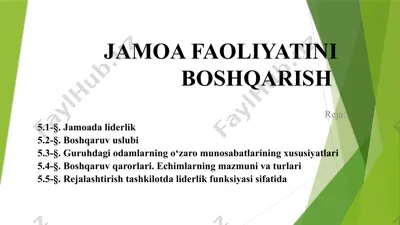 jamoa faoliyatini boshqarish — PPTX