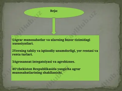 bozor iqtisodiyoti sharoitida agrar munosabatlar — PPTX
