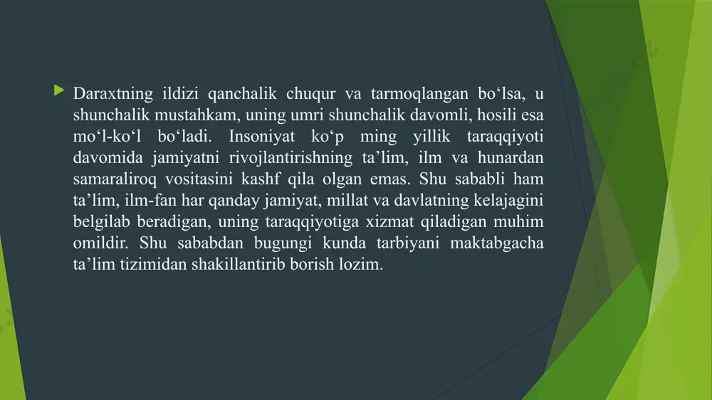 so‘zlar va ko‘nikmalar hajmi aniqlanadi; 2) quyidagi talablarga javob beradigan vaziyat yaratiladi; a) o‘yinning bolalarning tayyorgarlik darajasi, yosh xususiyatlari hamda o‘quv ishlaridagi aniq muammolarga mos bo‘lishi; b) o‘yin ko‘rinishlarini aniq belgilash, ya’ni o‘yin tarkibiga kiruvchi holatlarni ayrim qismlarga ajratish; 3) o‘yin qoidasini ishlab chiqish, har bir ishtirokchiga alohida- alohida vazifalar belgilash. tasodifiy holatlar sodir bo‘lganda nimalar qilish kerakligi, o‘yinning boshlanishi va tugatilishi, harakatlar soni ko‘zda tutiladi; 4) o‘yinning tafsilotini yozish. bunda o‘yinlar uchun boshqaruvchi va har bir ishtirokchining harakatlari tasvirlangan maxsus ko‘rsatma tayyorlanadi. ikkinchi bosqich – o‘yinni tashkil etish. bunda, avvalo, o‘rganilayotgan mavzuga oid o‘yinning boshlanishi haqida bolalarga xabar qilish; o‘yin tayyorlash va o‘tkazish uchun boshqaruvchi tanlash, saylash ishlari amalga oshiriladi. uchinchi bosqich – o‘yinni o‘tkazish. o‘yinni o‘tkazish uslubi qat’iy belgilanmaydi. bolalarga erkinlik beriladi va ularning o‘yindagi ijodkorligi rag‘batlantirib boriladi. to‘rtinchi bosqich – o‘yin natijalarini tahlil qilish. o‘yindagi hal qiluvchi mavqega ega bo‘lgan bu bosqichda bolalarning o‘yin jarayonida o‘zlashtirgan bilimlari …