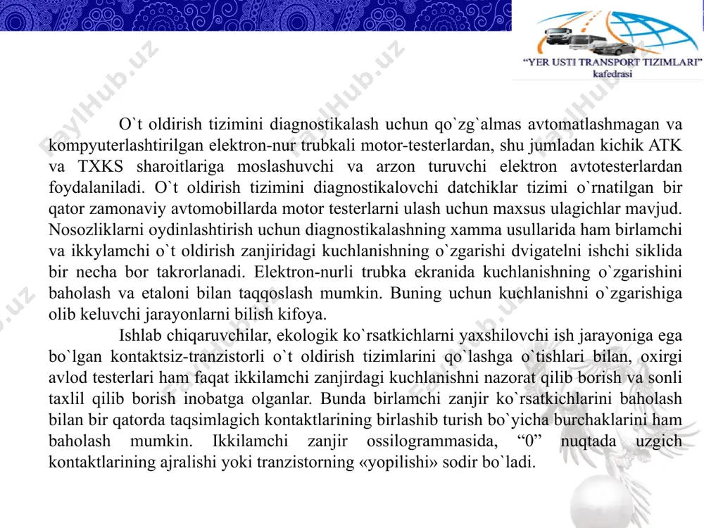 avtomobillar, traktorlar konstruksiyasi, ularning elektr va elektron jihozlari - Page 5