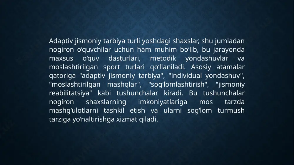 adaptiv jismoniy tarbiyaning asosiy tushunchalari va amalari - Page 4
