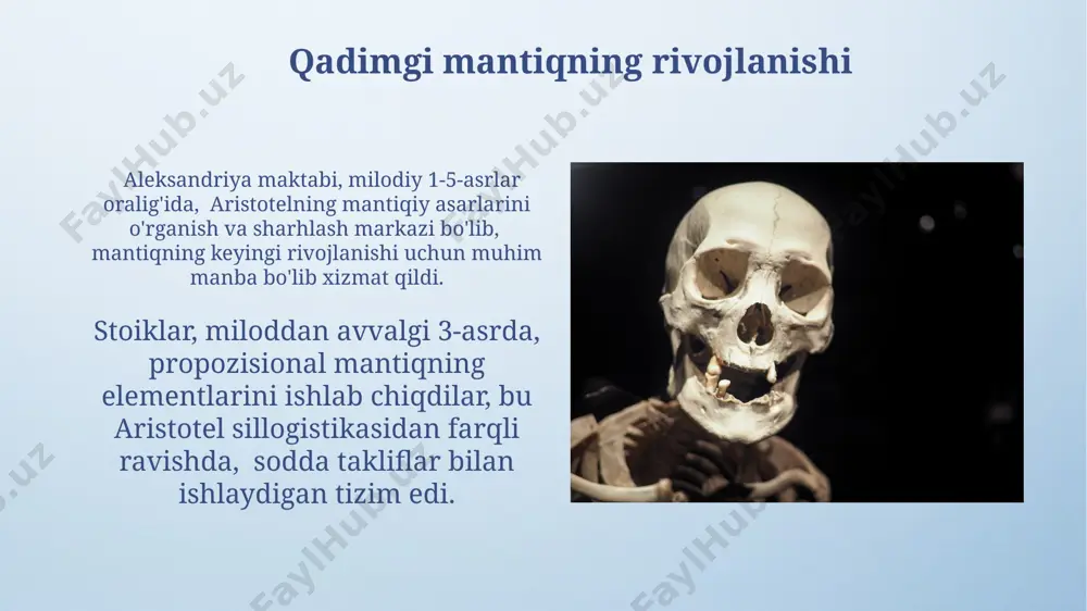 tiq boʻyicha darslar oʻtgan. aristotelning asarlari, jumladan "organon" nomli mantiq toʻplami, 13 ta kitobdan iborat boʻlib, gʻoyat murakkab deduktiv va induktiv fikrlash tizimini bayon qiladi va shu sababli gʻarb falsafasi va mantigʻiga chuqur taʼsir koʻrsatgan. zamonaviy mantiqdagi aristotel merosi aristotelning silogistikasi, 2000 yildan ortiq vaqt davomida, zamonaviy mantiqning asosini tashkil etuvchi 3 ta asosiy qonunini – identifikatsiya, qarama-qarshilik va chiqarib tashlash qonunlarini aniqladi va bu qonunlar hozirgi kunda ham dunyoning ko'plab universitetlarida o'qitiladi. zamonaviy matematik mantiqning rivojlanishi, masalan, boole algebrasi kabi sohalarda aristotelning takliflar mantig'iga bo'lgan yondashuvi 19-asrda angliyada paydo bo'lgan va hozirgi kunda ham kompyuter fanlari va sun'iy intellektda qo'llaniladi. induktiv mantiq va aristotel aristotelning induktiv mantiq boʻyicha fikrlari, uning "topika" va "analitika" asarlarida, afinada yozilgan va keyinchalik butun dunyo olimlariga ta'sir koʻrsatgan. aristotelning induktiv xulosalar haqidagi ta'limoti, 3 ta asosiy qismdan iborat boʻlib, keyingi 2000 yil davomida evropa va yaqin sharq mantiqshunosligiga katta ta'sir koʻrsatdi. kategorik syllogizm nazariyasi …