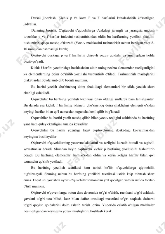 berilgan mashqlar esa bir betdan oshmasligi lozim. adabiyotlar 1. g'ulomov m. "boshlang'ich sinf o'quvchilarini husnixatga o'rgatish" t.1970 2. g'ulomov m. "chiroyli yozuvni shakllantirish" t. 1992 3.g'apporovavaboshq. "alifbe" t. 1999 5. g'apporova va boshq. "1- 2 yozuv daftari" t. "o'qituvchi" 1999 5. husnixat daftari. 1-sinf uchun.t-1999 6. husnixat daftari.2-sinf uchun.t-1999 7. husnixat daftari.3-sinf uchun.t-1999 8. abdullayev y. "hamrohim" t. 1997 9. www.ziyonet.uz
