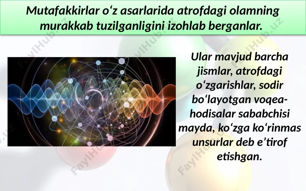 atom molekular ta’limot. atom va molekulalarning realligi (mavjudligi). kimyoviy element, kimyoviy belgi. 7 - sinf - Page 4