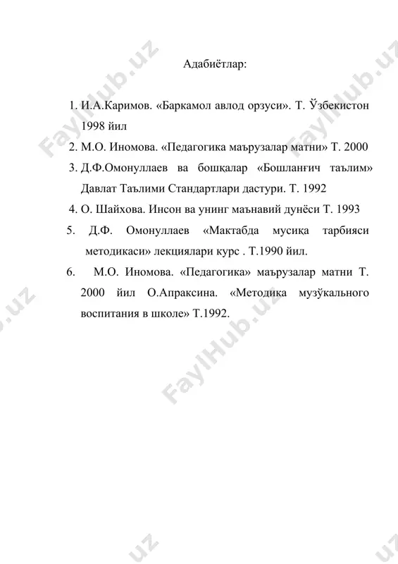 педагогик коллежларда мусиқа фанини ўқитишнинг мазмуни ва методикаси - Page 5