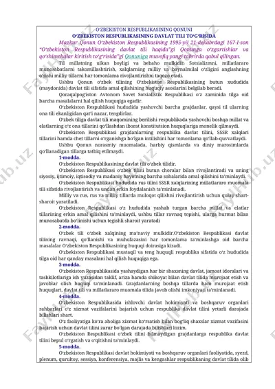 o‘zbekiston respublikasining davlat tili to‘g‘risida qonun — DOCX