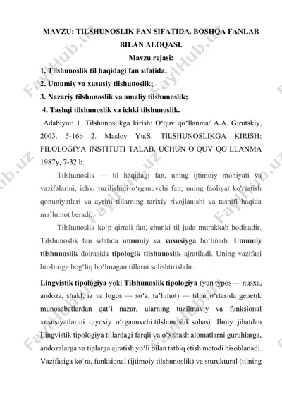 tilshunoslik fan sifatida — DOCX