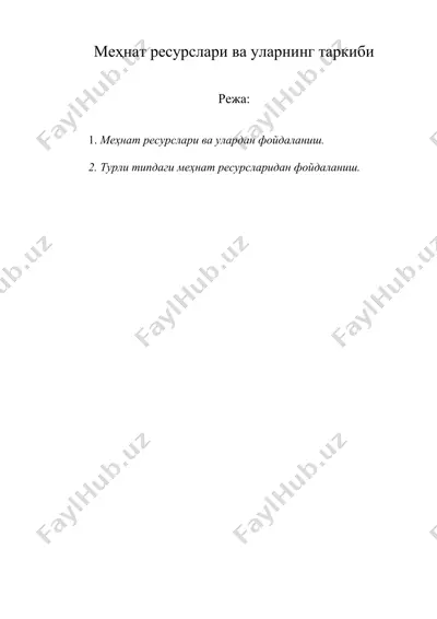 мехнат ресурслари ва уларнинг таркиби — DOC