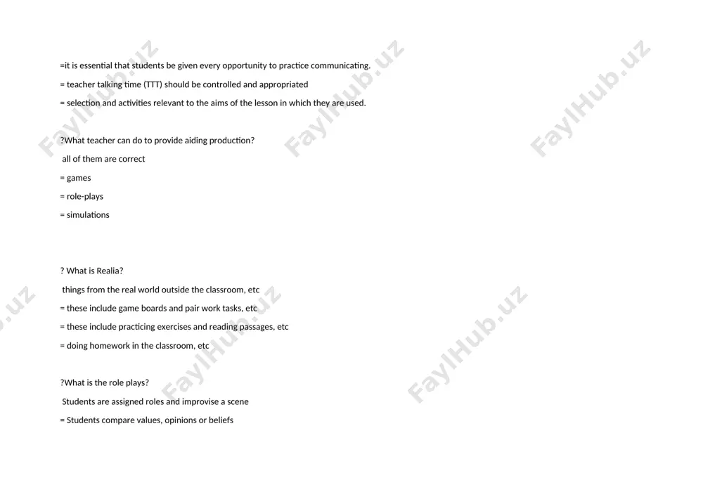 lows …… students interests = fixed book =move from unit to unit =none of the answers are correct ? what is task-based learning all answers are correct = it is a goal-oriented activity with a clear purpose. = examples include compiling a list of reasons, features, or things that need doing under particular circumstances; = comparing two pictures and/or texts to find the differences; and solving a problem or designing a brochure. ?what is a framework of a tbl pre-task, during task, post task = presentation-practice -production =test-teach-test = engage-study-activate ?in a/an …… the teacher begins the topic and gives the students clear directions on what they need to do at the task stage. pre-task = planning = report = analysis ? in a/an…… stage students set up a plan and a short oral or written action plan for the task. planning = pre-task = report =analysis ?.in a/an ...... …