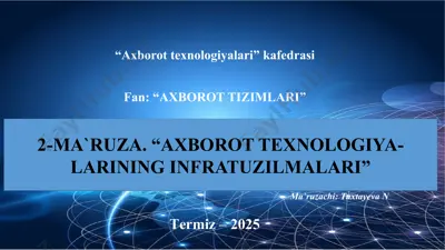 axborot texnologiyalari infratuzilmasining komponentlari — PPTX