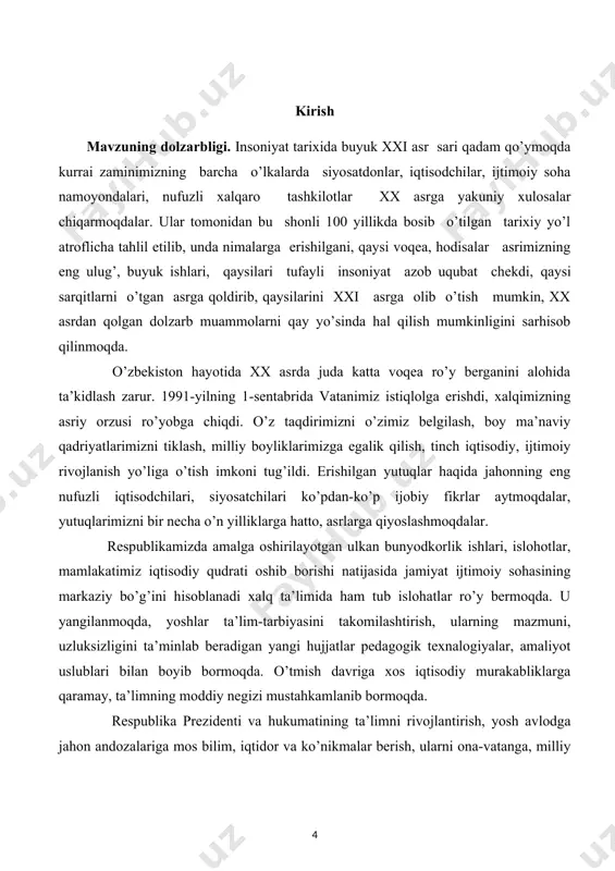 lomalarimiz asarlarida farzand tarbiyasi. 2. sharq uyg’onish davridagi allomalarimiz asarlarida tarbiya masalalar. 3. dars va darsdan tashqari mashg’ulotlarda allomalar asarlaridan foydalanish yo’llari kurs ishining amaliy ahamiyati: tadqiqot natijasida umumiy o‘rta ta‘lim boshlang‘ich sinflarida ona tili o’qitish metodikasini o‘rgatish bo‘yicha ta‘limiy topshiriqlar, dars ishlanmalar, dars modellari, ilmiy-metodik tavsiyalar bilan boyitildi. kurs ishining tuzilishi: kirish, asosiy qism, 4 band, xulosa va foydalanilgan adabiyotlar ro’yxatidan iborat.. i bob. allomalarimiz asarlarida barkamol insonni tarbiyalash g`oyalari 1.1. allomalarimiz asarlarida farzand tarbiyasi. oilada axloqiy tarbiyaning rolini ko’rsatish, unda ota-bobolarimizdan meros bo’lib qolgan axloqiy fazilatlarni egallashning naqadar ahamiyatli ekanligini ilmiy nazariy jihatdan tahlil etish juda muhimdir. “xalqning axloqiy mezonlari uning yillar davomida yerishgan ulkan ma’naviyati bilan uzviy bog’langan. ana shuning uchun axloqiy tasavvurlarimiz, axloqiy qadriyatlarimiz millat uchun, uning obro’yi va istiqboli uchun xizmat qilsagina, o’z o’timishini, ma’naviy merosini, qadriyatlarini unutmaydi. ota-bobolarimizning asrlar davomida to’plagan hayotiy tajribalarini o’zida mujassam etgan bu nodir qo’lyozmalarni jiddiy o’rganish davri keldi”2, - …