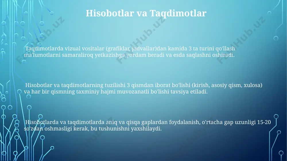 h va natijalarni baholash texnikasini bilishi kerak. rahbarning nutqida 30% dan ortiq ijobiy emotsional so'zlar motivatsiyani 20% ga oshirishi mumkin, bu samaradorlik ko'rsatkichlariga ijobiy ta'sir ko'rsatadi. ta'sirchan rahbarlik tili ijobiy fikrlash va o'ziga ishonchni kuchaytiruvchi 7 ta asosiy elementni o'z ichiga oladi, buning natijasida stress darajasi pasayadi. muvaffaqiyatli rahbarning til xususiyatlari muvaffaqiyatli rahbarlar 80% dan ortiq vaqtini faol tinglashga, muloqotning 20% ini esa aniq va qisqa ko'rsatmalar berishga sarflaydilar. ular murakkab g'oyalarni sodda va tushunarli, taxminan 5-7 so'zdan iborat jumlalar bilan ifoda etish mahoratiga ega. samarali muloqot uchun muvaffaqiyatli rahbarlar kamida 3 xil muloqot uslubidan (masalan, yozma, og'zaki, vizual) foydalanadilar. qarorlar qabul qilishda til samarali muloqot uchun, qarorlarni muhokama qilishda faol tinglash, 2-3 ta asosiy fikrni ajratib olish va ularni aniq bayon qilish muhim. qaror qabul qilish jarayonida aniq va tushunarli til, kamida 70% muvaffaqiyatga erishish ehtimolini oshiradi, chunki noaniqliklar 30% gacha xatoliklarga olib kelishi mumkin. strategik qarorlarni qabul qilishda …