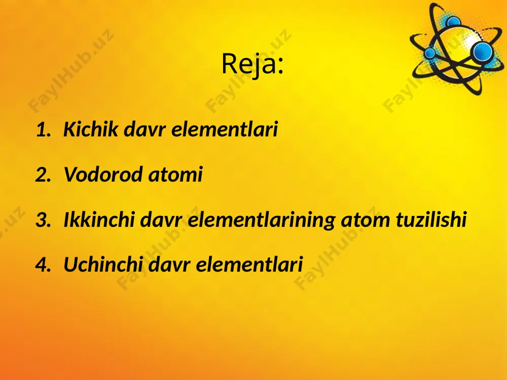 kichik davr elementlarining atom tuzilishi. 8 - sinf - Page 2