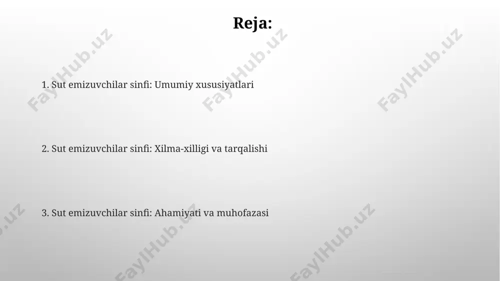ng past tana haroratini va energiya tejash strategiyasini aks ettiradi. hissiy organlar itlar singari ba'zi sutemizuvchilarning burun bo'shlig'ida 120 dan ortiq turdagi hid retseptorlari mavjud bo'lib, ularning 300 million hid hujayralari atrof-muhitdagi kimyoviy birikmalarni aniqlashga yordam beradi, masalan, germaniyadagi ovchilik itlarida. sutemizuvchilarning 200 dan ortiq turining hid bilish organlari juda rivojlangan bo'lib, ular havo oqimlaridagi 10 -12 gramm miqdoridagi moddalarni ham aniqlashlari mumkin, masalan, shimoldagi afrika fillarida. tishlar va ovqatlanish kenguru kabi sumkavorlarning tishlari o'simliklarni maydalashga moslashgan bo'lib, ularning 28 tagacha tishlari bo'ladi va avstraliya kengliklarida o'simliklar bilan oziqlanadi. ba'zi sutemizuvchilar, masalan, kitlar, filtrlash orqali ovqatlanadilar, ularning og'zida 300 dan ortiq "balaenopteralar" deb ataluvchi suyak plastinkalari bor. bu ularga planktonni filtrlashga yordam beradi. asab tizimi kalamushlarning asab tizimi, murakkab xulq-atvorni o'rganish uchun keng qo'llaniladi. masalan, aqshning kaliforniya shtatining universitetlarida, kalamushlar ustida o'tkazilgan tajribalar, xotira va o'rganish mexanizmlarini tushunishga yordam berdi. sut emizuvchilarning asab tizimi, odamning asab tizimiga o'xshash bo'lib, 12 …