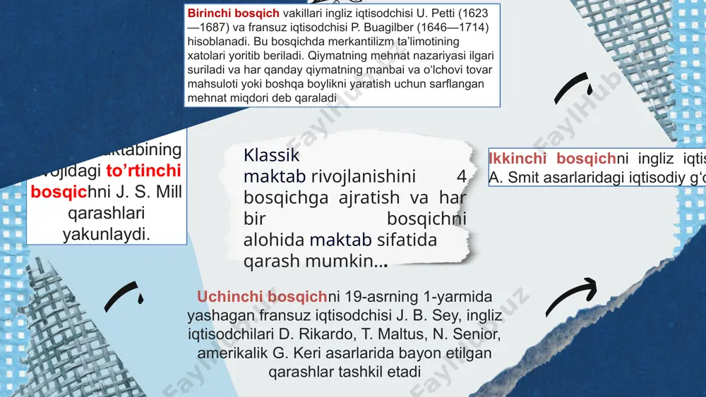 pul massasi o'sishining narxlarga ta'sirini batafsil tahlil qilish, mamlakatda oltin ishlab chiqarish hajmining oshishi sababli pul massasi ko'payishi va mamlakatda oltin konlari bo'lmagan taqdirda ham savdo balansi rivojlanib boradigan holatlar o'rtasidagi farqlarni ajratib ko'rsatish mumkin. uning asosiy xulosasi shundan iborat ediki, barcha holatlarda nafaqat pul darajasi, balki narxlar tarkibining o'zi ham turli xil ijtimoiy guruhlarning sarflanish xususiyatiga qo'shimcha pullarning bevosita ta'siri orqali o'zgaradi. buagilber-fransiya klassik siyosiy iqtisodining asoschisi . uning asosiy asarlari: «fransiya holatining mufassal tavsifi...» (1695) «fransiyani qoralash.» (1707) «boylik, pul va soliqlarning tabiati to‘g‘risida mulohaza» «pulning kamyobligi to‘g‘risida tadqiqot» buagilberning iqtisodiy qarashlari: fransiya xalq xo‘jaligining tushkunlikka tushishining asosiy sababi merkantilizm iqtisodiy siyosati deb ko‘rsatib beradi; iqtisodiy o‘sish va davlat boyligining asosi -qishloq xo‘jaligi ishlab chiqarishining rivojlanishi, deb hisobladi; dehqonlar manfaatlaridan kelib chiqqan holda, soliq tizimida islohotlar o‘tkazish zarur, deb qaradi; davlatning iqtisodiy hayotga bema’ni aralashuvini inkor etadi va erkin don savdosini joriy etishni talab qilib chiqadi; tarmoqlar o‘rtasidagi …