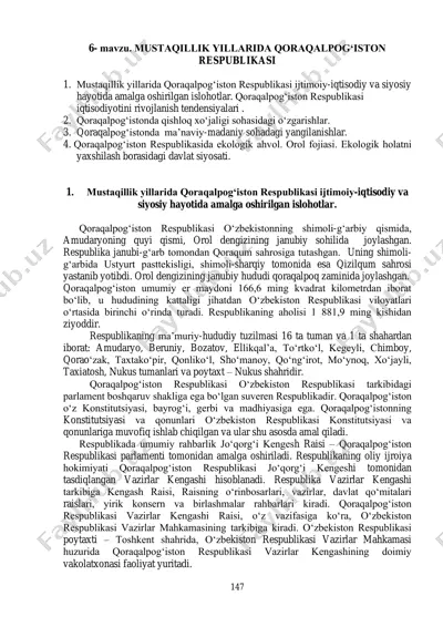 mustaqillik yillarida qoraqalpog‘iston respublikasi — PDF