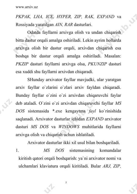 rlarning normal ishlashiga halaqit beruvchi virus tarqatuvchi dasturlar yaratila boshlandi. kompyuter virusi- bu ixtiyoriy ravishda boshqa programmalarga qo`shilib ketish qobiliyatiga ega, o`zining nusxalarini yaratuvchi va ularni fayllarga, kompyuterning sistema maydoniga, hisoblash tarmoqlariga tarqatuvchi va kompyuterlarning ishlash tartibini buzuvchi maxsus tayyorlangan dasturlardir. ular bir kompyuterga kirib olsa, boshqalariga ham tarqalish qobiliyatiga egadir. kompyuter viruslarining paydo bo`lishi va tarqalishining asosiy sabablaridan biri inson psixologiyasi ya`ni insonlarning tuban (xasadguylik, ko`ra olmaslik, pastkashlik) harakatlari bo`lsa, ikkinchi tomondan bo`lar tomonidan yaratilgan viruslardan himoyalanish vositalarining imkoniyatlarining chegaralanganligidadir. kasallangan disk-bu ishga tushirish sektorida virus programma joylashib olgan diskdir. kasallangan programma - ichiga virus programma joylashib olgan programmadir. viruslar bir necha xil bo`ladi. viruslar tarmoq viruslari fayl viruslari ishga yuklovchi viruslar fayl-ishga yuklovchi viruslar viruslarni aniqlovchi va ulardan himoya qiluvchi dasturlar. viruslarni aniqlash, ularni yo`qotish va ulardan himoyalanish uchun bir necha xil maxsus dasturlar yaratilgan. bunday dasturlar antivirus dasturlar deb ataladi. antivirus dasturlarning quyidagi turlari mavjud. - detektor …