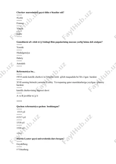 cherkov marosimlari test — DOCX