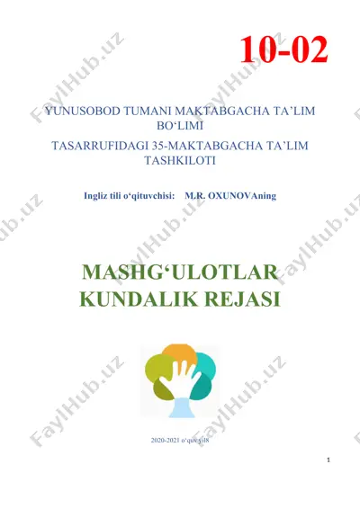 mashg'ulotlar kundalik rejasi — DOCX