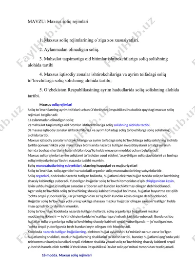 maxsus soliq rejimlari — DOCX