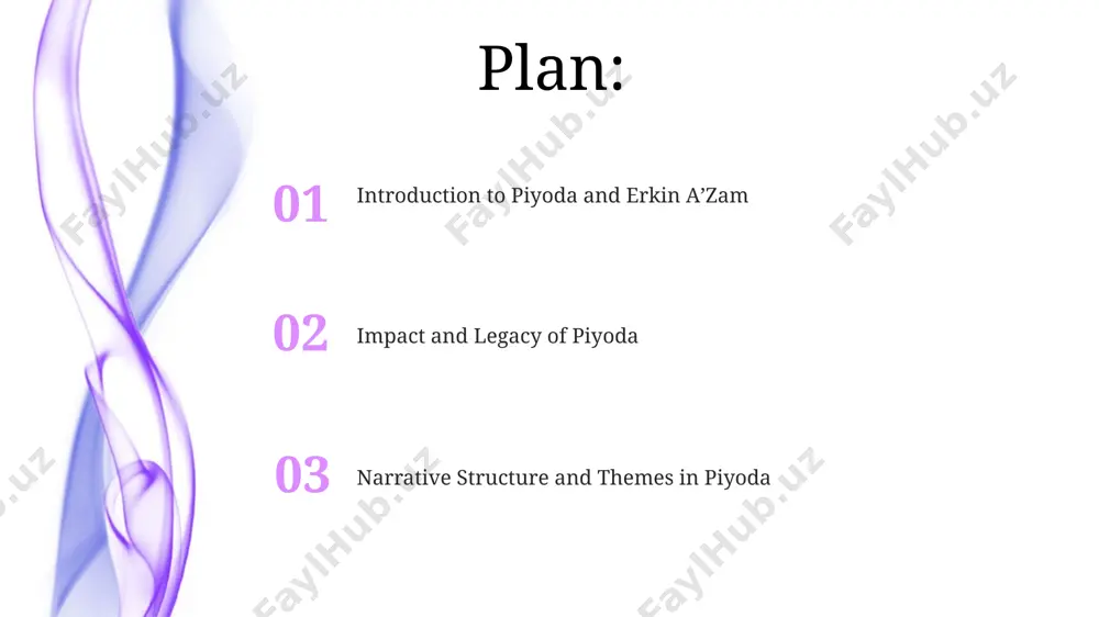 orates stream-of-consciousness techniques within the first-person narration, resulting in a subjective and intensely personal portrayal of the protagonist's internal world, marked by significant psychological shifts. historical context of piyoda the novella reflects the socio-economic realities of uzbekistan during the late soviet period, depicting the struggles of rural communities facing collectivization and its impacts on approximately 70% of the population engaged in agriculture. piyoda's publication in the late 1980s coincided with the perestroika era in the soviet union, a period of political and social reforms impacting uzbek literary expression and challenging existing censorship norms. introduction to erkin aʼzam and piyoda erkin aʼzam, a prominent uzbek writer, published "piyoda" (pedestrian) in 2008, showcasing his mastery of lyrical prose and insightful social commentary within approximately 250 pages. the novel's title, "piyoda," itself carries symbolic weight, representing both the literal act of walking and the metaphorical journey of individuals navigating a rapidly evolving post-soviet …