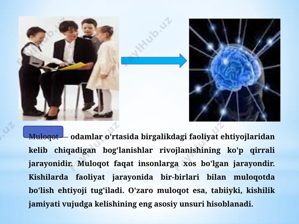 on tomonidan idrok etilishi «ijtimoiy persepsiya» deyiladi. birbirini idrok qilishda quyidagi mexanizmlar g'oyat muhimdir: 1. identifikatsiya — inson o‘zini xayolan suhbatdoshi o‘rniga qo'yish orqali uning fikrlari va tasavvurlarini tushunishga intilishi. 2. empatiya — inson o'zini xayolan suhbatdoshi o'miga qo'yish orqali uning kechinmalari va hissiyotlarini tushunishga intilishi. 3. refleksiya — inson suhbatdoshi tomonidan qanday idrok etilayotgani va tushunilayotganini anglashga intilishi. 4. stereotipizatsiya — inson suhbatdoshini tushunishga intilishi yo'lida muayyan shablonlardan foydalanishi. aktiv holat. bu - agar kreslo yoki divan kabi mebel bo’lsa, unga bemalol yastanib yoki yotib olmaslik, suhbatdoshning yuzidan tashqari joylariga qaramaslik, mimika, bosh chayqash kabi harakatlar bilan uning har bir so’ziga qiziqishni bildiradi samimiy qiziqish bildirish. bu nafaqat suhbatdoshni o’ziga jalb qilib, balki keyin navbat kelganda o’zining har bir so’ziga uni ham ko’ndirishning samarali yo’lidir o’ychan jimlik. bu suhbatdosh gapirayotgan paytda yuzda mas’uliyat bilan tinglayotganday tasavvur qoldirish orqali o’zingizning suhbatdan manfaatdorligingizni bildirish verbal ta’sir - bu so’z va nutqimiz …