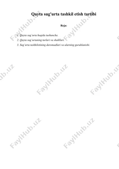 qayta sug'urta tashkil etish tartibi — DOCX