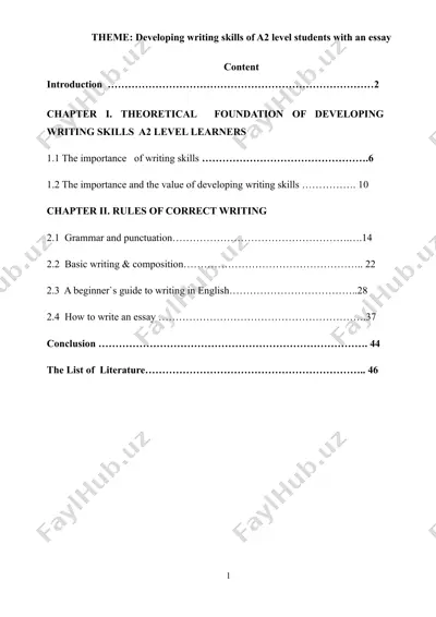 developing writing skills of a2 level students with an essay — DOC