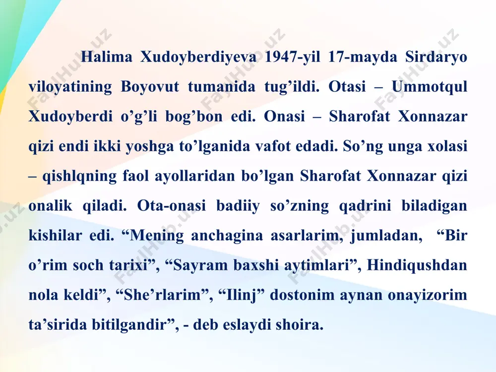 halima xudoyberdiyevaning hayoti va ijodi. - Page 3