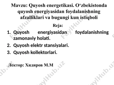 quyosh energetikasi — PPTX