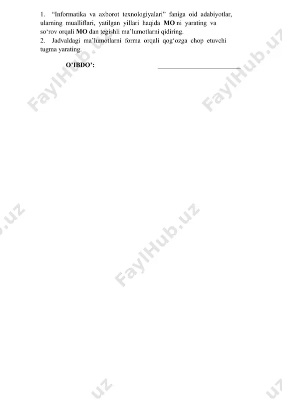 ms access 2010 da ma'lumotlar omborini hosil qilish va tahrirlashda formalardan foydalanish - Page 5