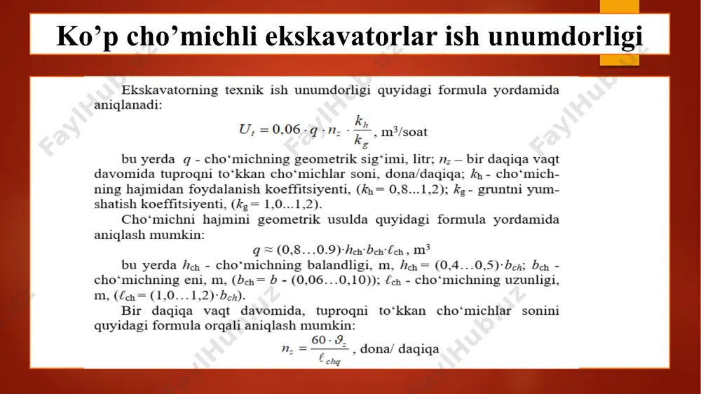 ko’p cho’michli ekskavatorlar ish unumdorligini oshirish tashkiliy, texnologik usullari - Page 5