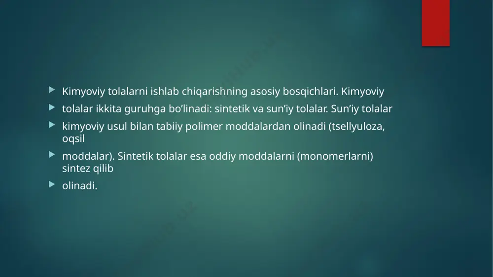 kimyoviy tolalar ishlab chiqarish metodlari - Page 5