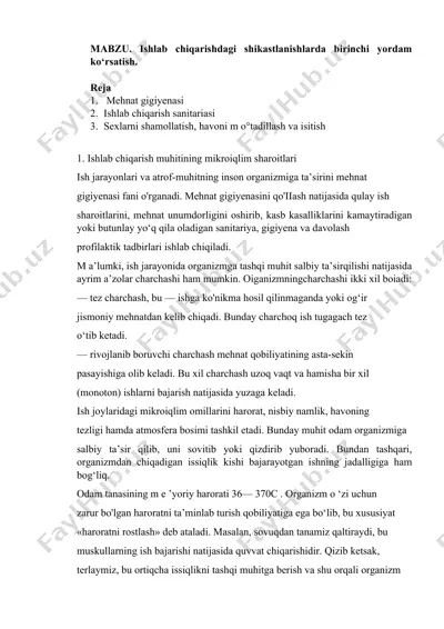 mehnat gigiyenasi — DOCX