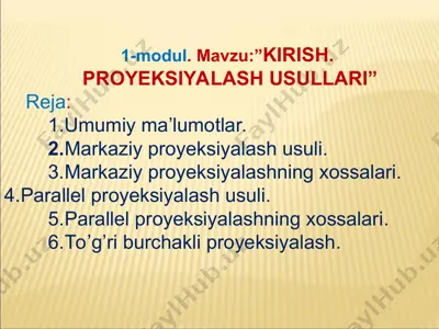 kirish. proyeksiyalash usullari — PPT