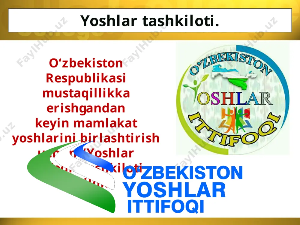 mukofoti bilan taqdirlangani tom ma’noda ularga ko‘rsatilayotgan yuksak e’tibor va g‘amxo‘rlikning yorqin ifodasidir. “nihol” mukofoti 2005-yilda o‘zbekiston respublikasi prezidentining “o‘zbekiston respublikasi qurolli kuchlari safida muddatli harbiy xizmatni o‘tayotgan harbiy xizmatchilarga beriladigan imtiyozlar tizimini yanada takomillashtirish chora-tadbirlari to‘g‘risida”gi qarori e’lon qilindi. yoshlarga e’tiborning kuchayishi. 2016-yilda “yoshlarga oid davlat siyosati to‘g‘risida”gi o‘zbekiston respublikasi qonuni qabul qilindi. prezidentimizning 2017-yil iyuldagi “yoshlarga oid davlat siyosati samaradorligini oshirish va o‘zbekiston yoshlar ittifoqi faoliyatini qo‘llab-quvvatlash to‘g‘risida”gi farmoniga muvofiq mamlakatimizdagi barcha harbiy akademik litseylarga “temurbeklar maktabi” nomi berildi. temurbeklar maktabi istiqlol yillarida yoshlarning har tomonlama yetuk, barkamol voyaga yetishi uchun mustahkam qonunchilik bazasi yaratildi. xususan, 23 ta qonun va 100 dan ortiq me’yoriy-huquqiy hujjatlar qabul qilinib, hayotga izchil tatbiq etilmoqda. savol va topshiriqlar: 1. o‘zbekistonda yoshlar umumiy aholining qanchasini tashkil qiladi? biz kimlarni yoshlar deb ataymiz? 2. lex.uz saytidan 2016-yildagi “yoshlarga oid davlat siyosati to‘g‘risida”gi qonunni topib mazmun-mohiyatini aytib bering. 3. o‘zbekistonning yoshlarga doir davlat siyosati asosiy …