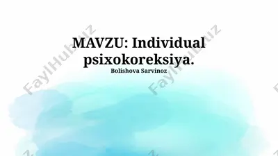 individual psixokoreksiya — PPTX