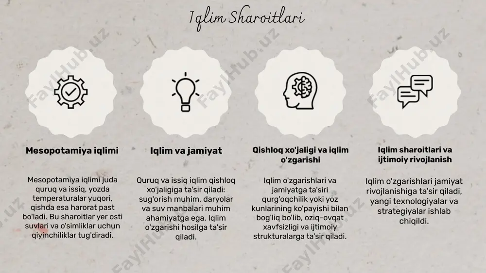 ar resurslar va tabaqalanish misollar va ta'sirlar resurslar va ijtimoiy tizimlar qadimgi jamiyatlarning ijtimoiy tabaqalanishi ularning iqtisodiy va siyosiy tuzilmalariga tayanadi. farqlar yoshi, kasb va boylik bilan belgilanadi. ijtimoiy qatlamlar o'zaro aloqalar va ajralishlar orqali jamiyatning barqarorligini ta'minlaydi. bu qatlamlar orasidagi muloqot ijtimoiy struktura hosil qiladi. mesopotamiyada ijtimoiy tabaqalar qat'iy bo'lib, hukmronlar, dini rahbarlar, savdogarlar va dehqonlar o'rtasida ajralish mavjud edi. bu hokimiyatni ta'minlagan. tabaqaviy jamiyatlar uchun iqtisodiy resurslar va siyosiy hokimiyat muhim. mesopotamada yuqori tabaqalar—shohlar va dini rahbarlar, pastda dehqonlar bo'lgan. tabaqalar va ularning o'zaro aloqalari jamiyatda tabaqalanish omillari mesopotamiyada ijtimoiy tabaqalar shakllanish va ta'sirlar qadimgi jamiyatlar va ijtimoiy tabaqalanish ijtimoiy tabaqalanishning asosiy sabablari ijtimoiy tabaqalanishning asosiy sabablari iqtisodiy, siyosiy va madaniy omillarga bo'linadi. bu omillar jamiyatda resurslar, boyliklar va qudratning taqsimoti va ijtimoiy qatlamlarning shakllanishiga ta'sir qiladi. iqtisodiy sabablar iqtisodiy sabablarga boylikning taqsimoti, resurslar va boyliklar egasi bo'lish, yer va ishlab chiqarish vositalarining mulkiyat masalalari kiradi. bu omillar …