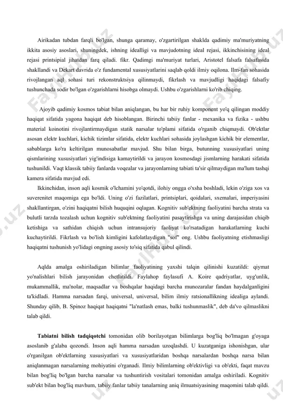 i. "sevgi mavzusida" drayvlangan maqsadlarni tan olish, tabiatga, uning bilimlari jarayonida, uni o'z bilimlari bilan tanishtirdi va operatsiya ob'ekti sifatida unga tegishli emas. birinchi ilmiy inqilobning natijasi evropaning evropa ilmiy, birinchi navbatda mexanikasi va keyinchalik fizika paydo bo'ldi. ushbu inqilob davomida ilmiy ratsionallik deb ataladigan maxsus ratsionallik turi tashkil etildi. ilmiy ratsionallik evropa fanlari metafizikadan voz kechganligi natijasida yuzaga keldi. ilmiy usul asoslarini qo'ygan aksariyat falsafa xudo tomonidan dunyoni yaratishni rad etmagan bo'lsa ham, bu dunyoda chinakam rivojlana boshlaganini ta'kidladi. ularning ichki qonunlariga ko'ra. diniy va ilmiy masalalarga ega bo'lishning ikki baravari bo'ldi. diniy sohadagi odamlar tirik xudo bilan va o'lgan dunyoda ilm-fan bilan shug'ullanishdi. dunyoga ilmiy va diniy yondoshuvlar mos ravishda diniy va ilmiy dunyoqarashni yaratdi. ma'lumki, nyuton fanning mohiyatini aniqlaydigan mashhur so'zlar: "fizika, metafizikadan qo'rqing!". metafizikadan voz kechish ilm ilm-fanga ilohiy kosmosga tabiatni, tabiatga kamaytirishga imkon beradi. airikadan tubdan farqli bo'lgan, shunga qaramay, o'zgartirilgan shaklda qadimiy ma'muriyatning ikkita …